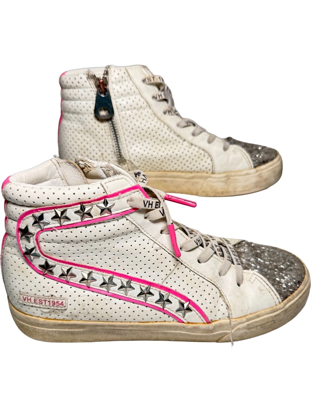 VINTAGE HAVANA Sanibel Sneakers Womens Size 7 High Top Glitter Stars Zip Shoes